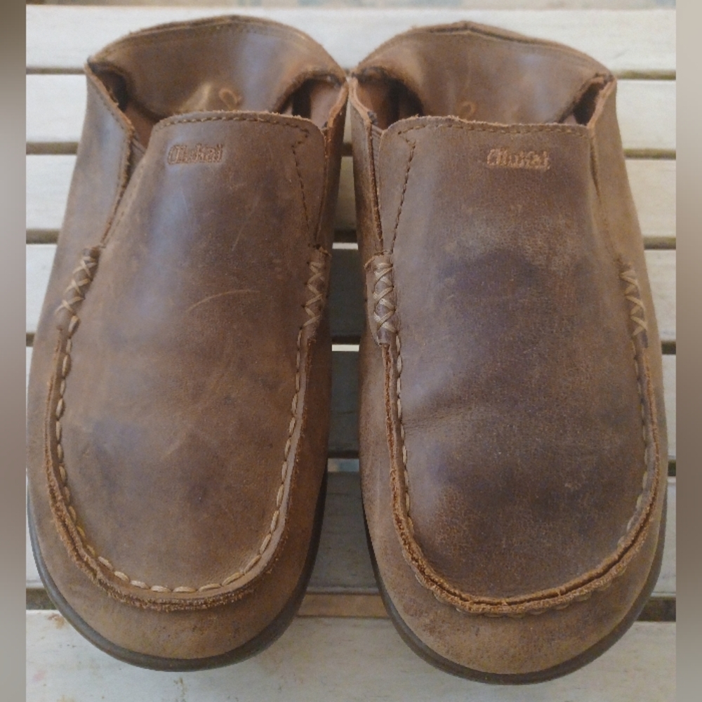 OLUKAI BOYS MOLOA LEATHER MOCCASIN SIZE 5